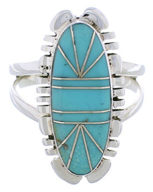 Sterling Silver Turquoise Inlay Southwestern Ring Size 5-1/4 TX28477